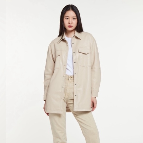 Vegan Leather Button Down Shirt/Jacket - Picture 2 of 5